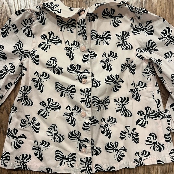 Janie and Jack Bow Print Top Size 3 NWOT Pink Black - Picture 4 of 5